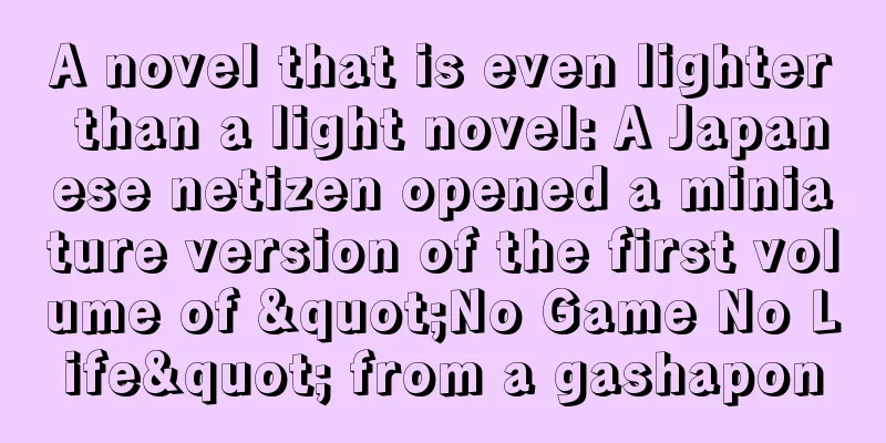 A novel that is even lighter than a light novel: A Japanese netizen opened a miniature version of the first volume of "No Game No Life" from a gashapon