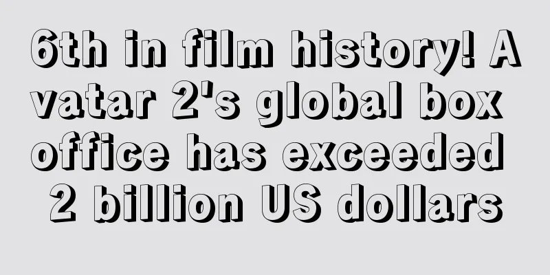 6th in film history! Avatar 2's global box office has exceeded 2 billion US dollars