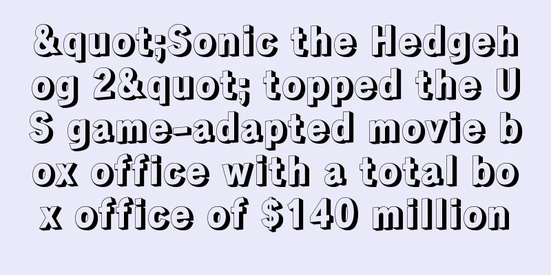 "Sonic the Hedgehog 2" topped the US game-adapted movie box office with a total box office of $140 million