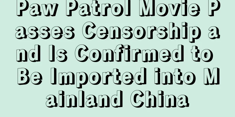 Paw Patrol Movie Passes Censorship and Is Confirmed to Be Imported into Mainland China