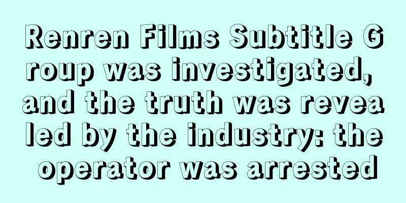Renren Films Subtitle Group was investigated, and the truth was revealed by the industry: the operator was arrested