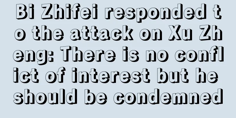 Bi Zhifei responded to the attack on Xu Zheng: There is no conflict of interest but he should be condemned