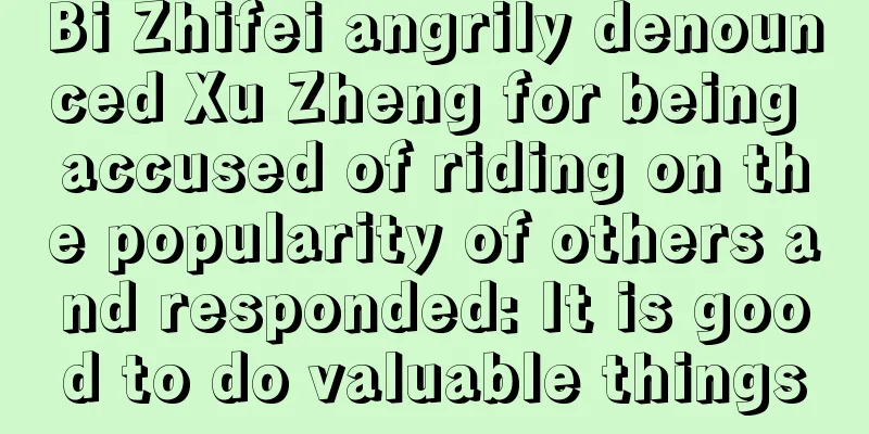 Bi Zhifei angrily denounced Xu Zheng for being accused of riding on the popularity of others and responded: It is good to do valuable things