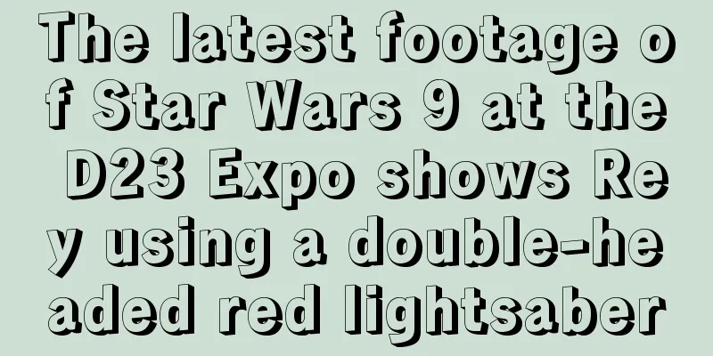 The latest footage of Star Wars 9 at the D23 Expo shows Rey using a double-headed red lightsaber