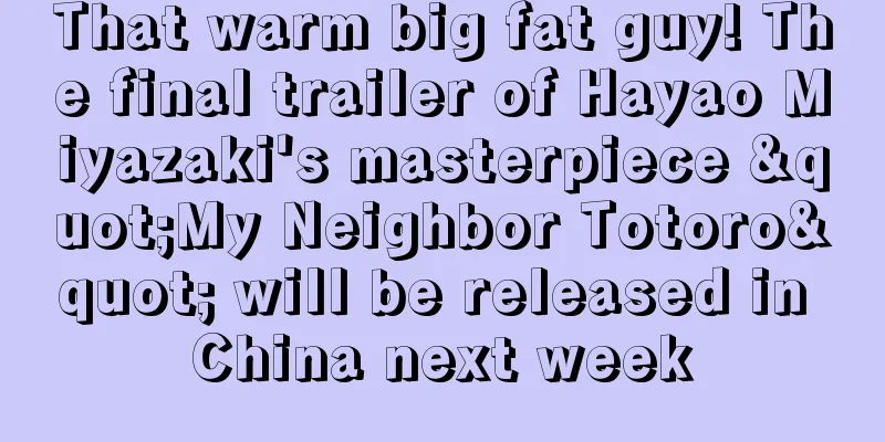 That warm big fat guy! The final trailer of Hayao Miyazaki's masterpiece "My Neighbor Totoro" will be released in China next week