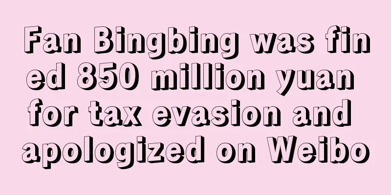 Fan Bingbing was fined 850 million yuan for tax evasion and apologized on Weibo