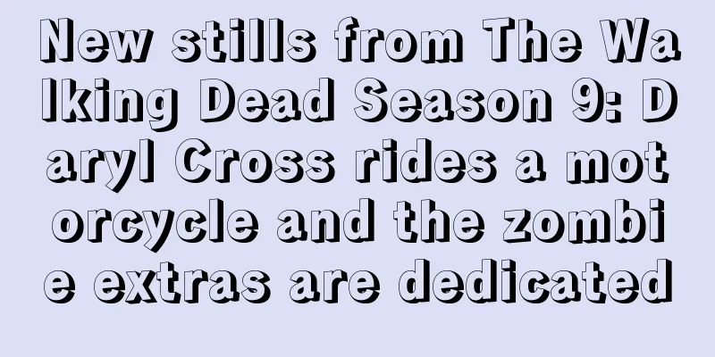 New stills from The Walking Dead Season 9: Daryl Cross rides a motorcycle and the zombie extras are dedicated
